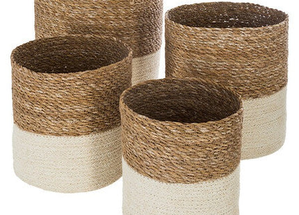 Set aus 4 Körben Jute weiß