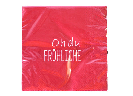 Weihnachtliche Servietten "Oh du Fröhliche" 33x33cm, ¼ Falz, 3-lagig, 20er Pack TK Gruppe® Grosshandel 