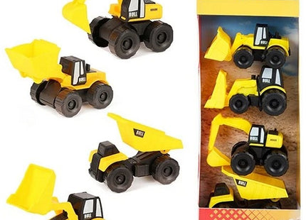 CARS&TRUCKS Set Bouwvoertuigen 4-Pack 12,5x35cm