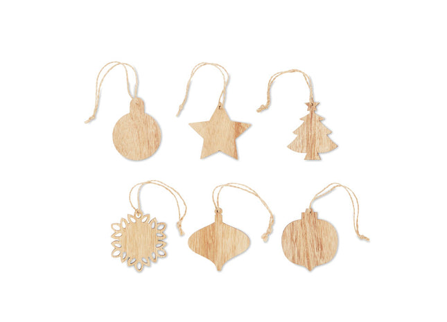 Satz von Weihnachtsschmuck aus Holz
