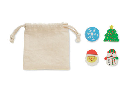 Set mit 4 Weihnachtsradiergummis