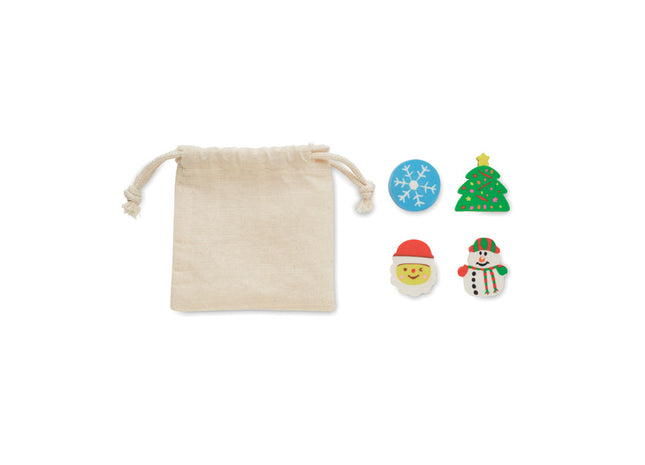 Set mit 4 Weihnachtsradiergummis