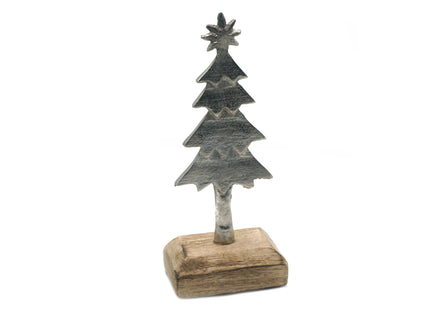 Weihnachtsbaum-Dekoration aus Mangoholz/Aluminium, 19cm TK Gruppe® Grosshandel 