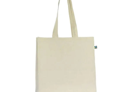 ecru Fairtrade-Tasche: Ecru Fairtrade Baumwolltasche mit Bodenfalte und langen Henkeln TK Gruppe® Grosshandel 