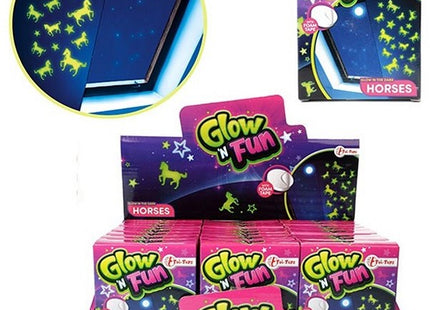 GLOW N FUN Glow in the Dark Decostickers Paard 9x12cm in display (24)