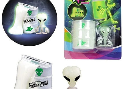 GLOW N FUN Olievat met glow in the dark slijm + alien 12,5x18cm