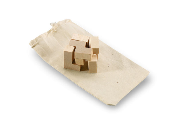 Holzpuzzle im Baumwollbeutel