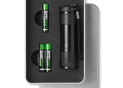 LED-Taschenlampe in Blechdose