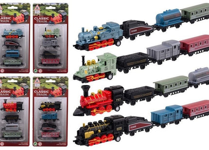 Locomotief Die-Cast speelset pull-back 4-delig 11x2,5x22cm