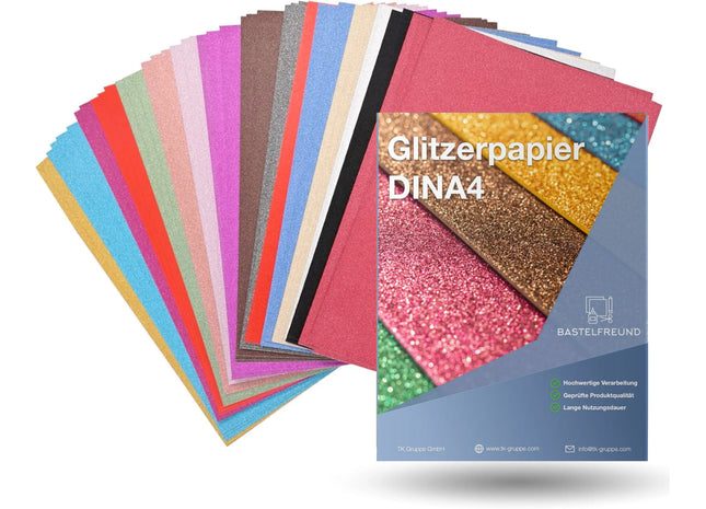 35x Blatt Papier Glitzerpapier Glitterpapier 250 g/m² - A4 Kopierpapier Druckerpapier bunt - 35 Blatt - zum Basteln & gestalten - Bastelpapier Tonkart