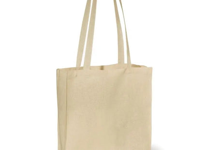 Ecru Baumwoll-Umhängetasche mit Bodenfalte, OEKO-TEX 140 g/m², Chic & Praktisch TK Gruppe® Grosshandel 