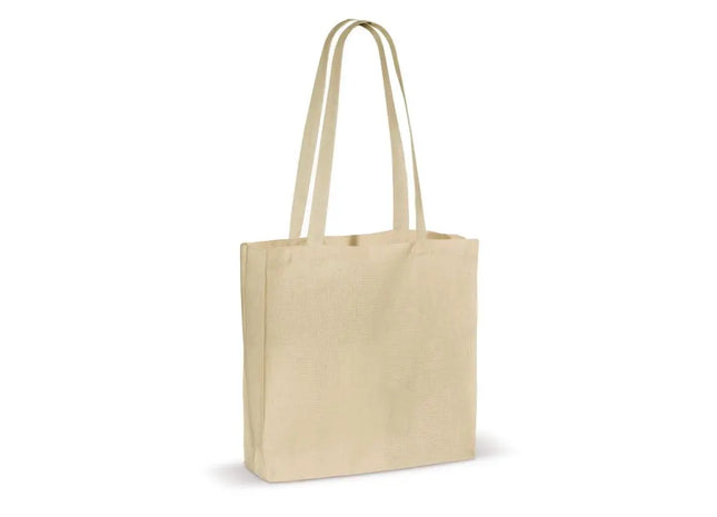 Ecru Baumwoll-Umhängetasche mit Bodenfalte, OEKO-TEX 140 g/m², Chic & Praktisch TK Gruppe® Grosshandel 