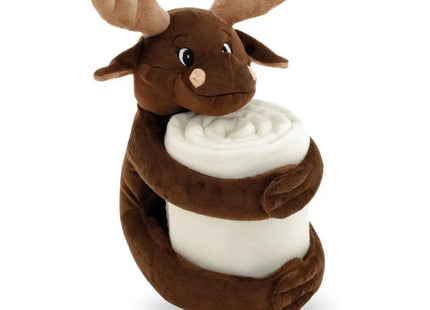 MOOSE Polarfleecedecke mit Plüschtier (180 g/m²) - Kuschelige braune Decke für Kinder TK Gruppe® Grosshandel 