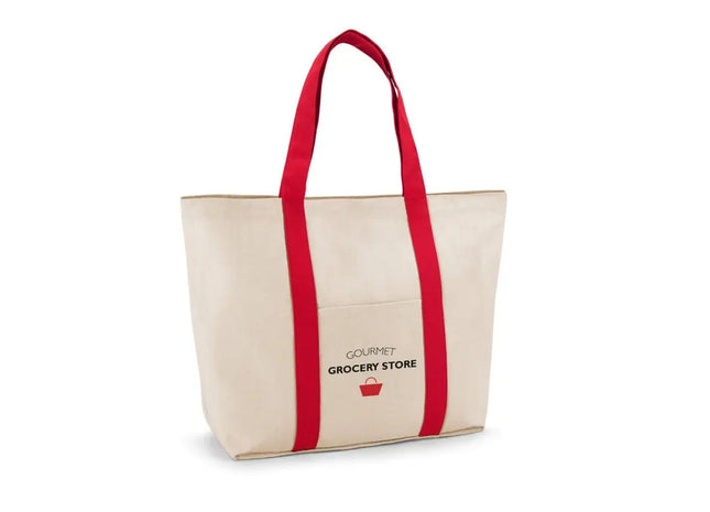 VILLE Rote Tragetasche aus 100% Canvas-Baumwolle mit Innentasche (280 g/m²), Robust & Stilvoll TK Gruppe® Grosshandel 