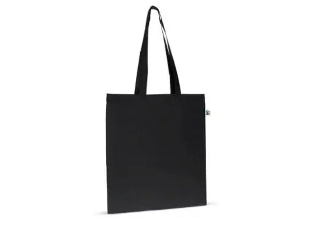 Nachhaltige Fairtrade Tasche Lange Henkel 140 g/m² - Schwarz, Elegantes Design TK Gruppe® Grosshandel 