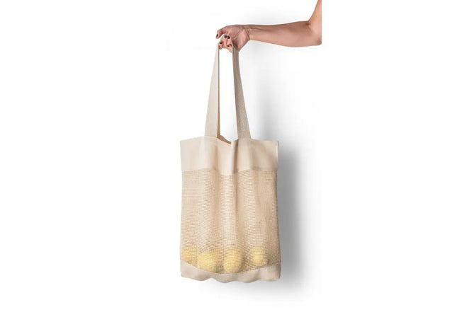 MUMBAI Naturhelle Tragetasche mit Mesh aus 100% Baumwolle (180 g/m²), Stilvoll & Praktisch TK Gruppe® Grosshandel 