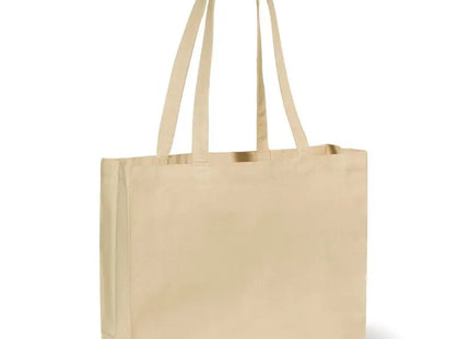 Ecru Breite Baumwolltragetasche mit Bodenfalte, OEKO-TEX 280 g/m² TK Gruppe® Grosshandel 