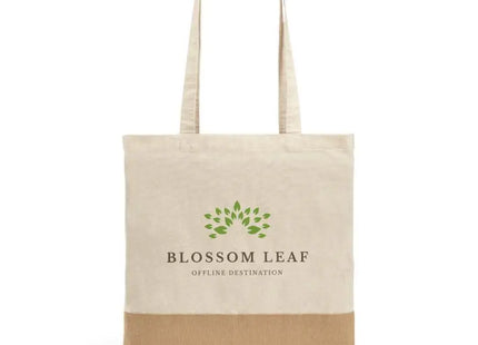 MERCAT Natur Tasche aus 100% Baumwolle (160 g/m²) mit Jute-Imitat Details, Robust & Schick TK Gruppe® Grosshandel 