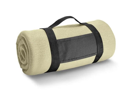 THORPE Fleecedecke (180 g/m²) mit abnehmbarem Griff - Bequeme beige Decke für unterwegs TK Gruppe® Grosshandel 