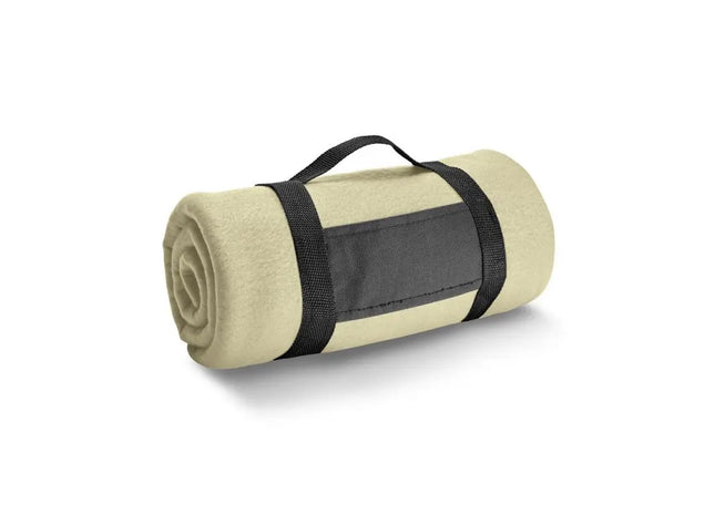 THORPE Fleecedecke (180 g/m²) mit abnehmbarem Griff - Bequeme beige Decke für unterwegs TK Gruppe® Grosshandel 