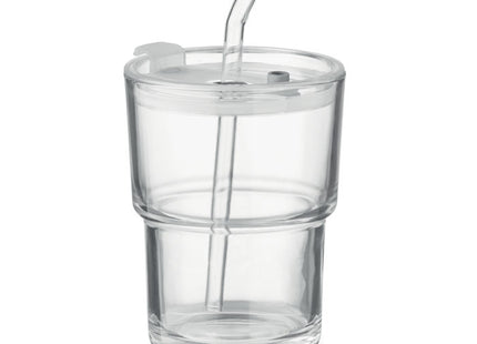 Glasbecher mit Strohhalm 400ml