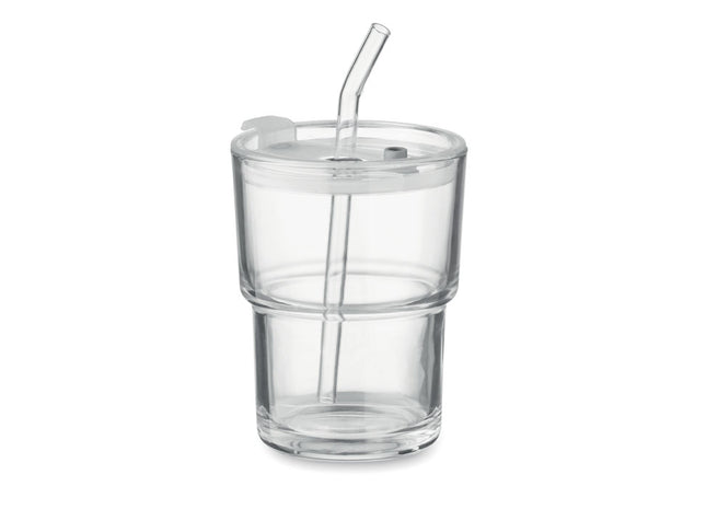 Glasbecher mit Strohhalm 400ml