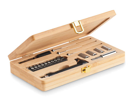 21-teiliges Werkzeugset im Bambuskoffer