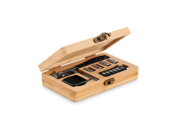 13-teiliges Werkzeugset, Bambuskoffer