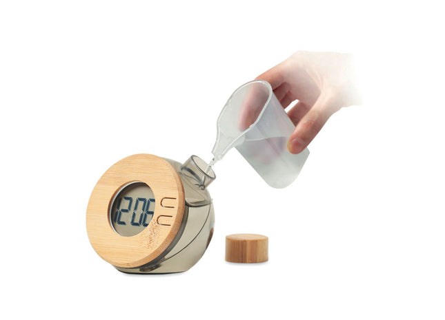 Wasserbetriebene LCD-Uhr aus Bambus