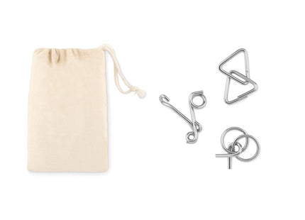 Set mit 3 Denksportaufgaben aus Metall