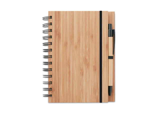 Bambus-Notizbuch mit liniertem Stift