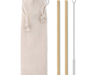 Bambusstrohhalm mit Bürste im Beutel