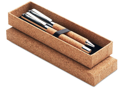 Metall-Kugelschreiber-Set in Korkbox
