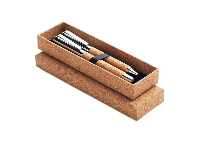 Metall-Kugelschreiber-Set in Korkbox