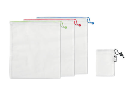 Set mit 3 RPET-Netzbeuteln für Lebensmittel