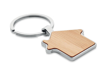Haus Schlüsselanhänger Metall Bambus