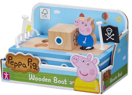 Peppa Pig Houten boot + figuur George 11x17cm