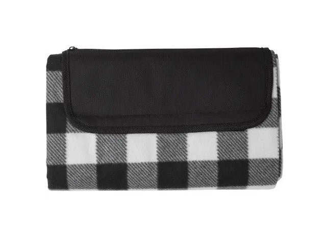 rPET faltbare Polarfleece-Decke Vesper - Nachhaltige schwarze Decke für unterwegs TK Gruppe® Grosshandel 