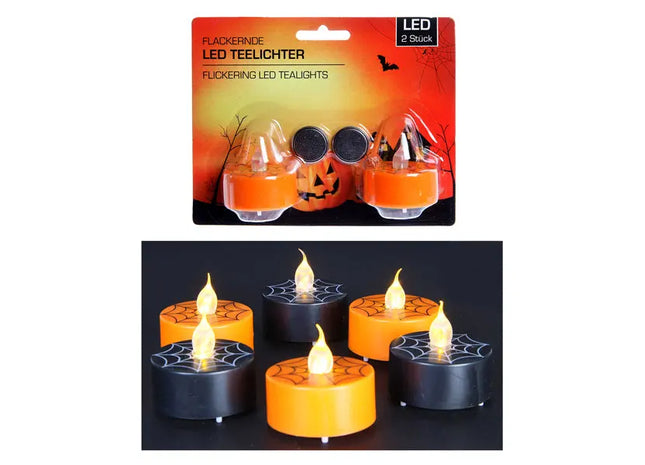 LED Teelicht Halloween, 2er-Set, 2/s - Gruselige, flammenlose Kerzen TK Gruppe® Grosshandel 