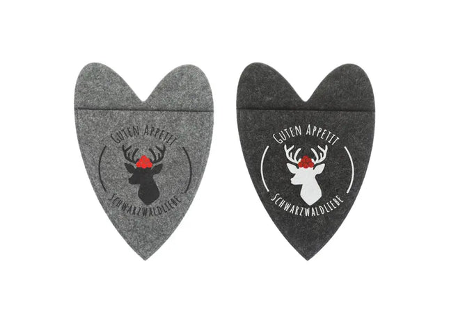Edle Filz-Bestecktasche - Herzdesign - Schwarzwaldliebe 2/s - Hochwertige Besteckaufbewahrung TK Gruppe® Grosshandel 
