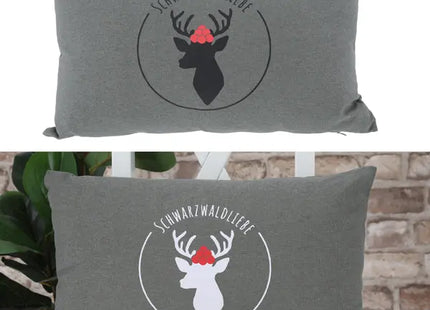 Schwarzwaldliebe 2/s Kissen in Grau, Elegantes Rechteckiges Zierkissen, 50x30 cm TK Gruppe® Grosshandel 