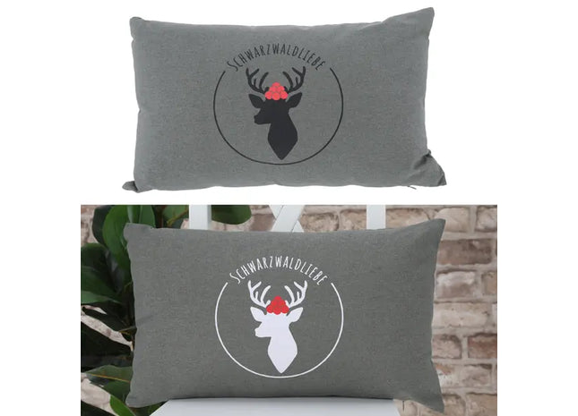 Schwarzwaldliebe 2/s Kissen in Grau, Elegantes Rechteckiges Zierkissen, 50x30 cm TK Gruppe® Grosshandel 