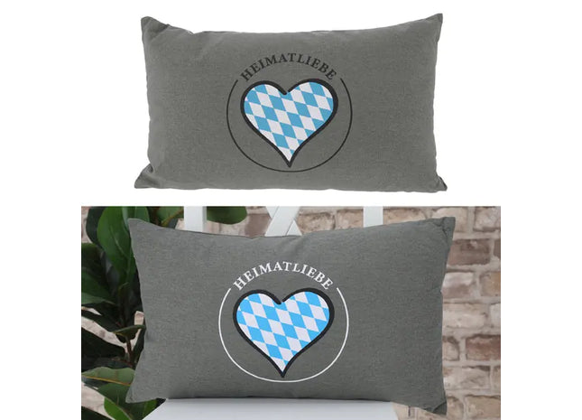 Heimatliebe 2/s Kissen, Stilvolles Graues Zierkissen, ca. 50x30 cm TK Gruppe® Grosshandel 