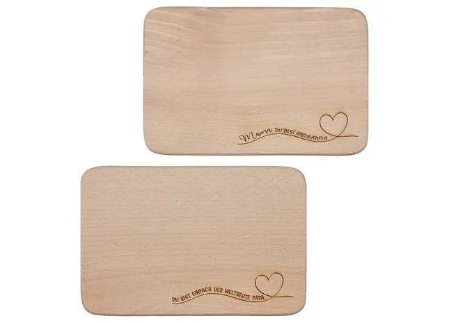 Frühstücksbrettchen-Set Mama & Papa - 2/s - Persönliche, langlebige Schneidebretter aus Holz TK Gruppe® Grosshandel 