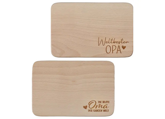 Frühstücksbrettchen-Set Oma & Opa - 2/s - Persönliche, robuste Schneidebretter aus Holz TK Gruppe® Grosshandel 