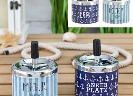 Drehaschenbecher-Set mit maritimem Design - 2/s - Praktische, stilvolle Aschenbecher für Raucher TK Gruppe® Grosshandel 