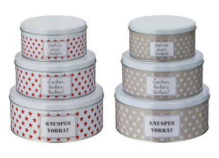 Gebäckdose Sterne, 3er-Set, rund, 2/s - Stilvolle Aufbewahrung für festliche Leckereien TK Gruppe® Grosshandel 