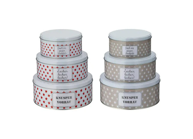 Gebäckdose Sterne, 3er-Set, rund, 2/s - Stilvolle Aufbewahrung für festliche Leckereien TK Gruppe® Grosshandel 