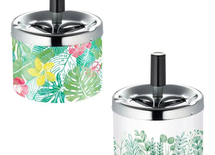 Drehaschenbecher-Set mit Pflanzendesign - 2/s - Stilvolle, funktionale Aschenbecher TK Gruppe® Grosshandel 