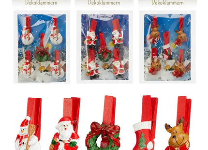 5er Set Deko-Klammern für Weihnachten - Vielseitig Einsetzbar, 4/s TK Gruppe® Grosshandel 